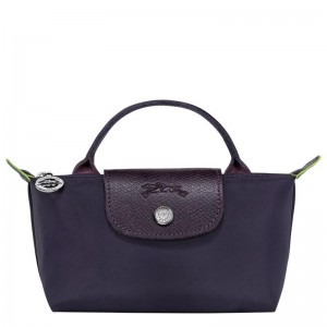 Bilberry Purple Longchamp Le Pliage Green with handle Women's Pouches | 98561-VANP