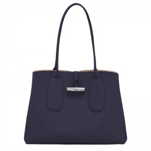 Bilberry Purple Longchamp Roseau L Women's Tote Bag | 19286-EWPN