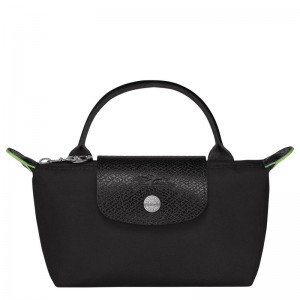 Black Longchamp Le Pliage Green with handle Women's Pouches | 61798-UDOS