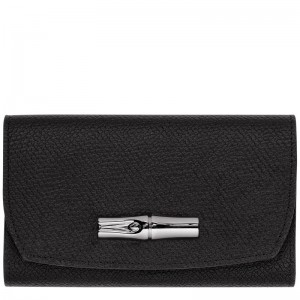 Black Longchamp Roseau Women's Wallets | 68593-KTAO