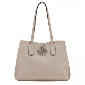 Clay Grey Longchamp Roseau Essential M Women's Tote Bag | 69523-LOIA