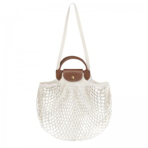 Ecru White Longchamp Le Pliage Filet L Women's Mesh Bag | 93614-TFHV