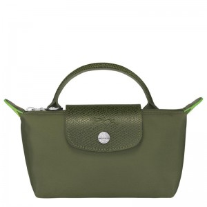 Forest Green Longchamp Le Pliage Green with handle Men's Pouches | 42031-OMST