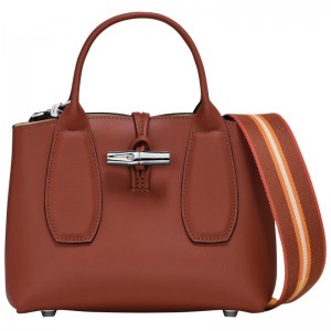 Mahogany Brown Longchamp Roseau S Women's Handbags | 03968-HYNK