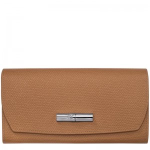 Natural Brown Longchamp Roseau Continental Women's Wallets | 43591-YVUX