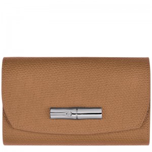 Natural Brown Longchamp Roseau Women's Wallets | 50234-BIQC