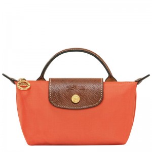 Orange Longchamp Le Pliage Original with handle Women's Pouches | 47605-RXOJ