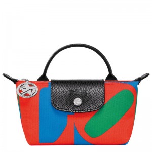 Red/Navy Longchamp x Robert Indiana Men's Pouches | 15860-QKGU