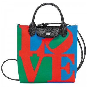 Red/Navy Longchamp x Robert Indiana XS Men's Crossbody Bags | 25793-ZTLM