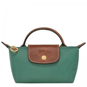 Sage Green Longchamp Le Pliage Original with handle Women's Pouches | 39207-PILM