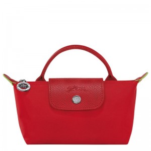 Tomato Red Longchamp Le Pliage Green with handle Women's Pouches | 57083-QZWN