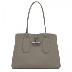 Turtledove Grey Longchamp Roseau L Women's Tote Bag | 38520-TSEL