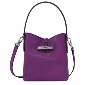 Violet Purple Longchamp Roseau XS Women's Bucket Bag | 92458-SQZE