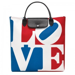 White Longchamp x Robert Indiana L Men's Handbags | 72305-XURL