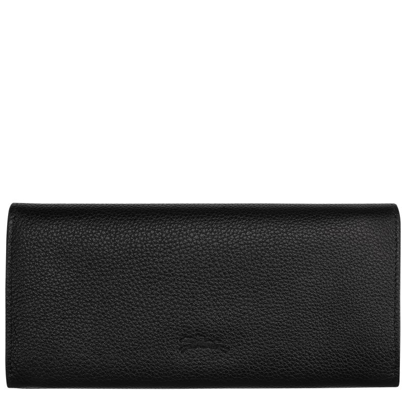 Black Longchamp Le Foulonné Continental Women's Wallets | 87149-VKDL