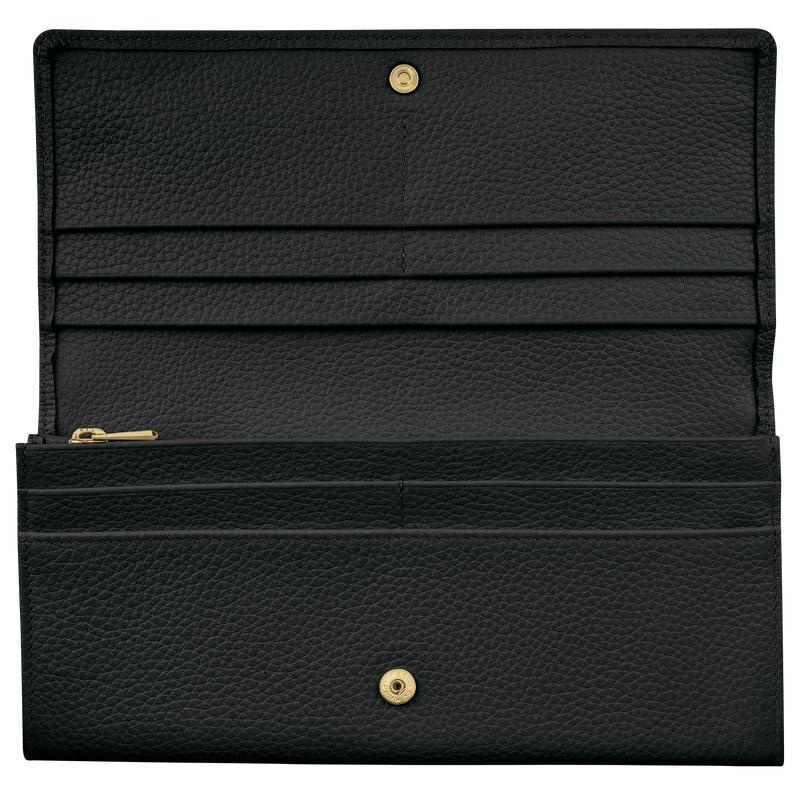 Black Longchamp Le Foulonné Continental Women's Wallets | 87149-VKDL