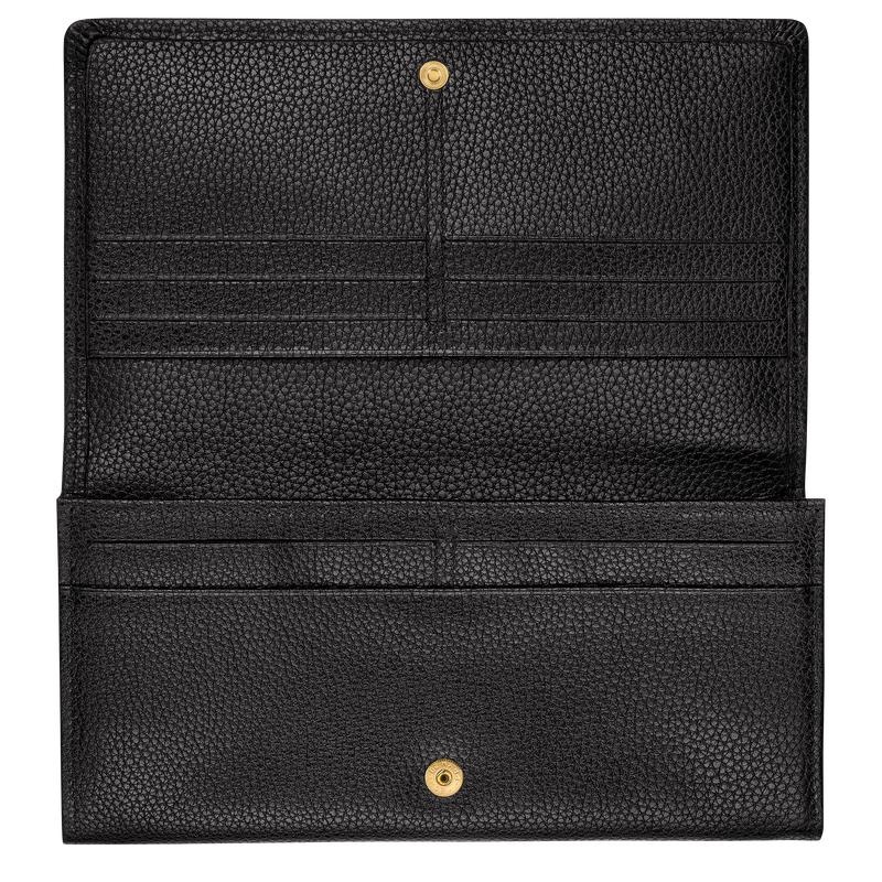 Black Longchamp Le Foulonné Continental Women's Wallets | 21348-JNOK