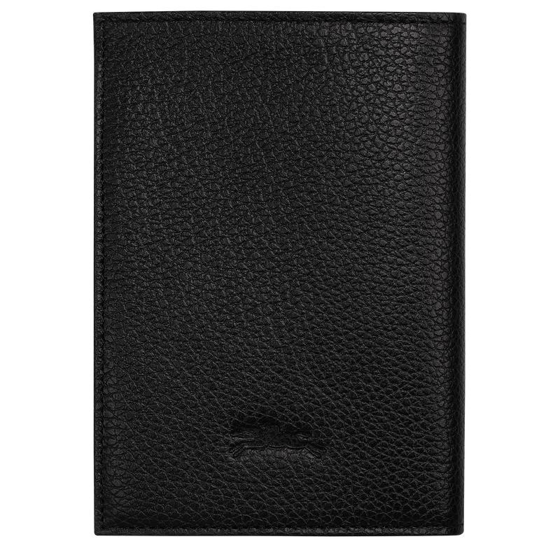 Black Longchamp Le Foulonné Passport cover Women's Passport Bag | 69172-SBGA