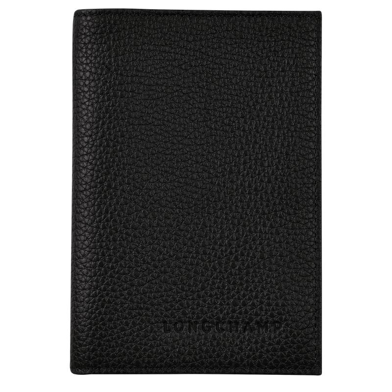 Black Longchamp Le Foulonné Passport cover Women\'s Passport Bag | 69172-SBGA