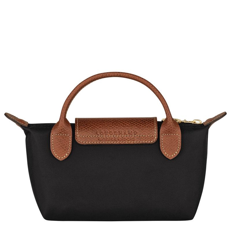 Black Longchamp Le Pliage Original with handle Women's Pouches | 91842-RYPM