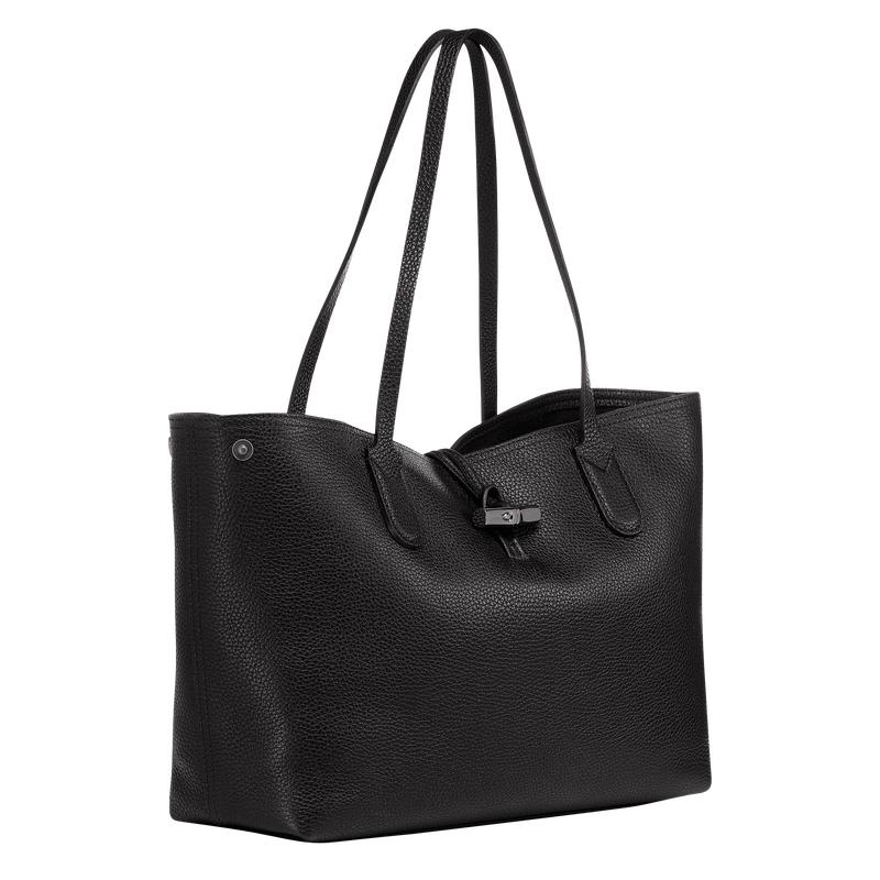 Black Longchamp Roseau Essential L Women's Tote Bag | 42809-BNOK