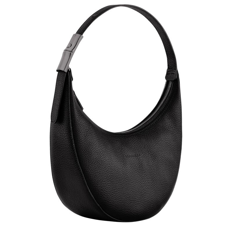 Black Longchamp Roseau Essential M Women's Hobo Bags | 02653-ZQBD