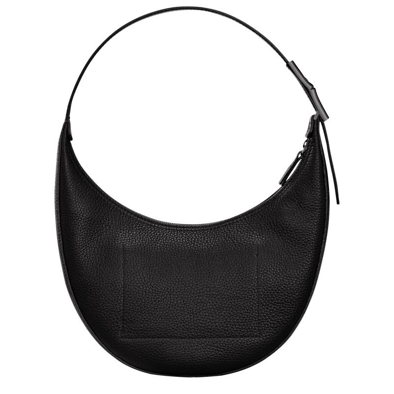 Black Longchamp Roseau Essential M Women's Hobo Bags | 02653-ZQBD