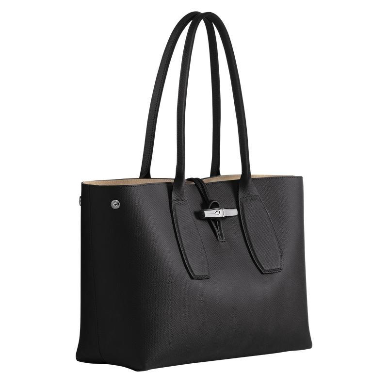 Black Longchamp Roseau L Women's Tote Bag | 69871-VOSD