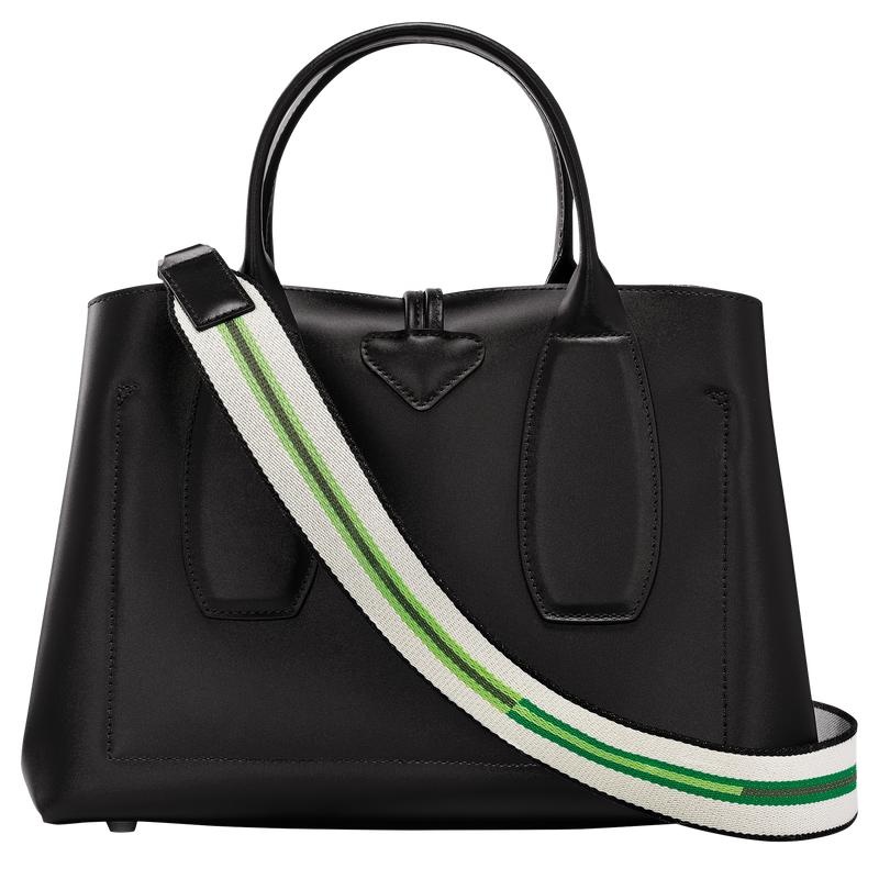 Black Longchamp Roseau M Women's Handbags | 65497-BVXF