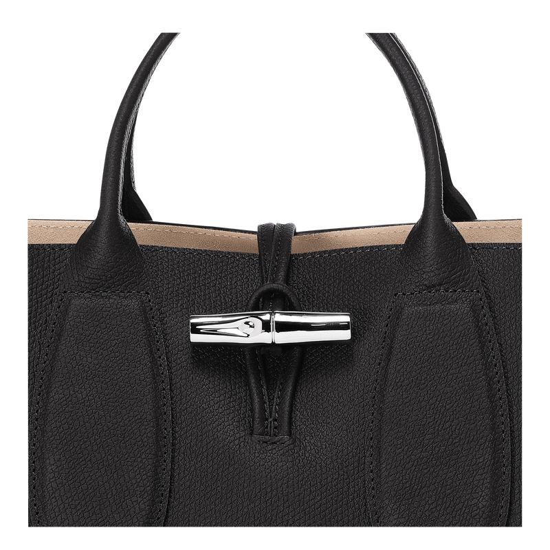 Black Longchamp Roseau M Women's Handbags | 91752-QGAR