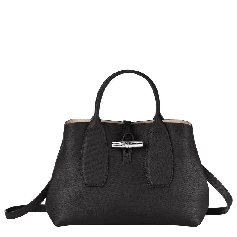 Black Longchamp Roseau M Women\'s Handbags | 91752-QGAR