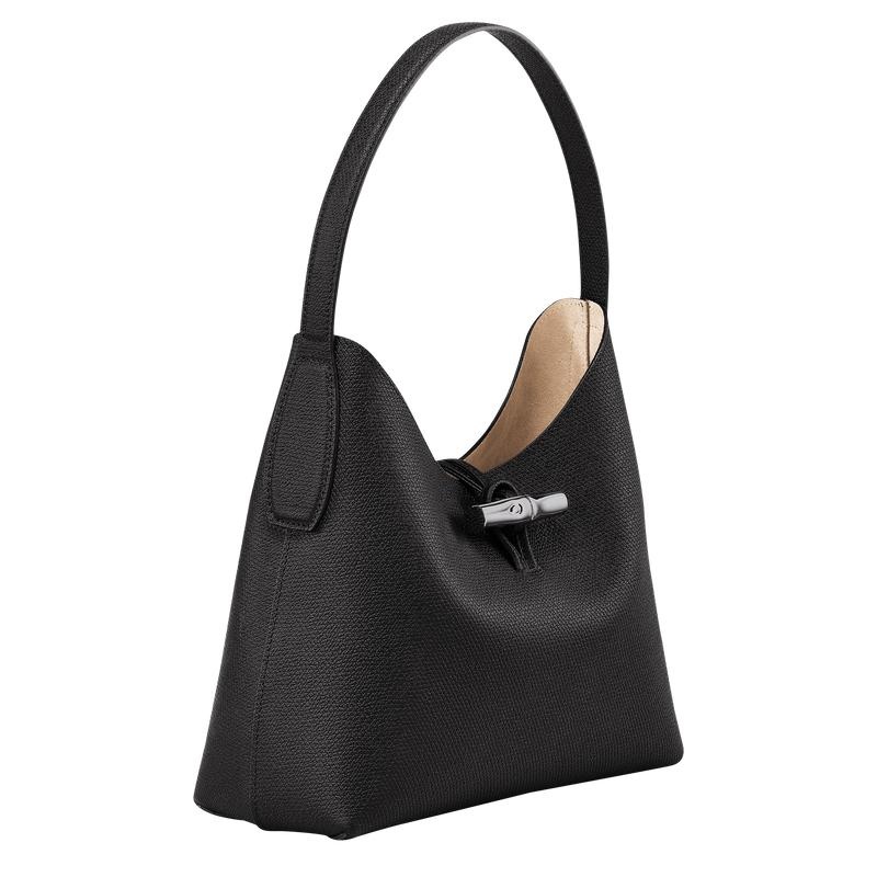 Black Longchamp Roseau M Women's Hobo Bags | 25419-BDTE