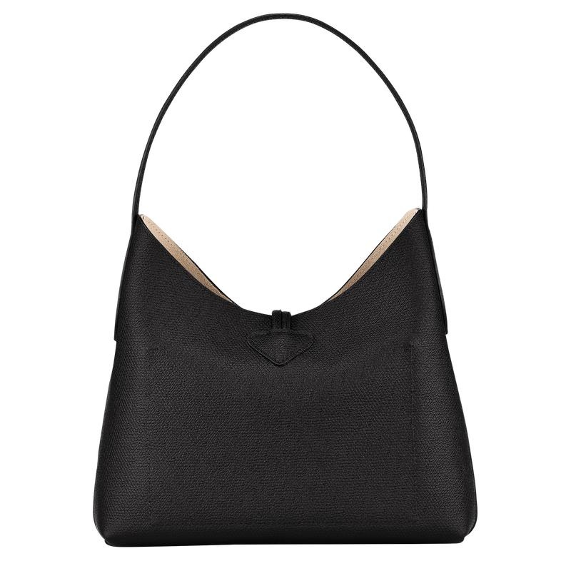 Black Longchamp Roseau M Women's Hobo Bags | 25419-BDTE