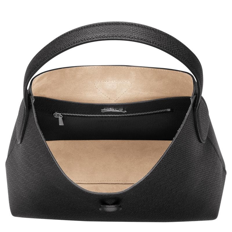 Black Longchamp Roseau M Women's Hobo Bags | 25419-BDTE