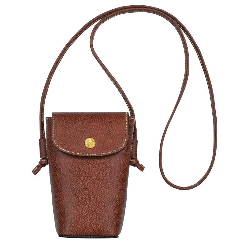 Brown Longchamp Épure with leather lace Women\'s Phone Case | 83095-GZQW