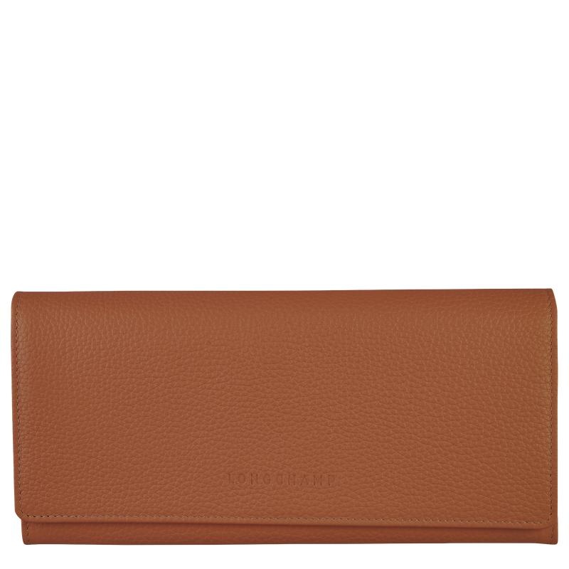 Caramel Brown Longchamp Le Foulonné Continental Women\'s Wallets | 35418-PJVY