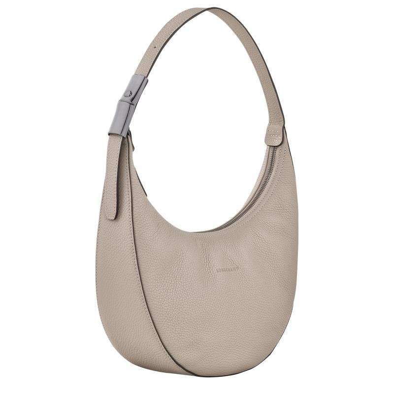 Clay Grey Longchamp Roseau Essential M Women's Hobo Bags | 49750-YSNC