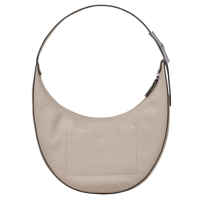 Clay Grey Longchamp Roseau Essential M Women's Hobo Bags | 49750-YSNC