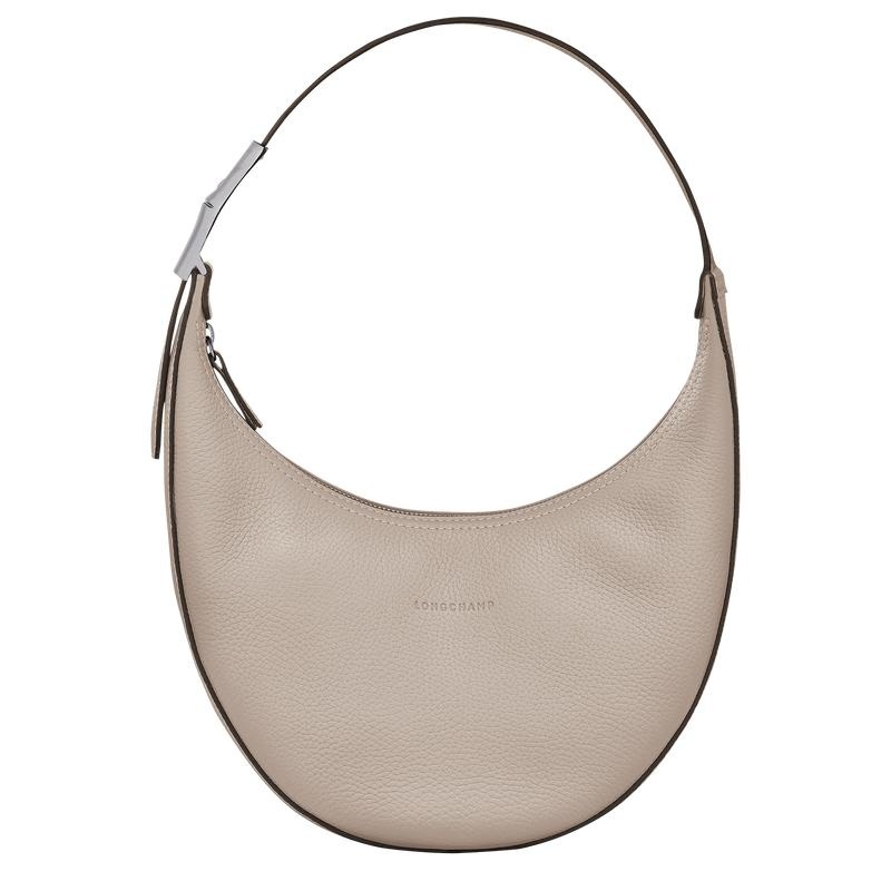 Clay Grey Longchamp Roseau Essential M Women\'s Hobo Bags | 49750-YSNC