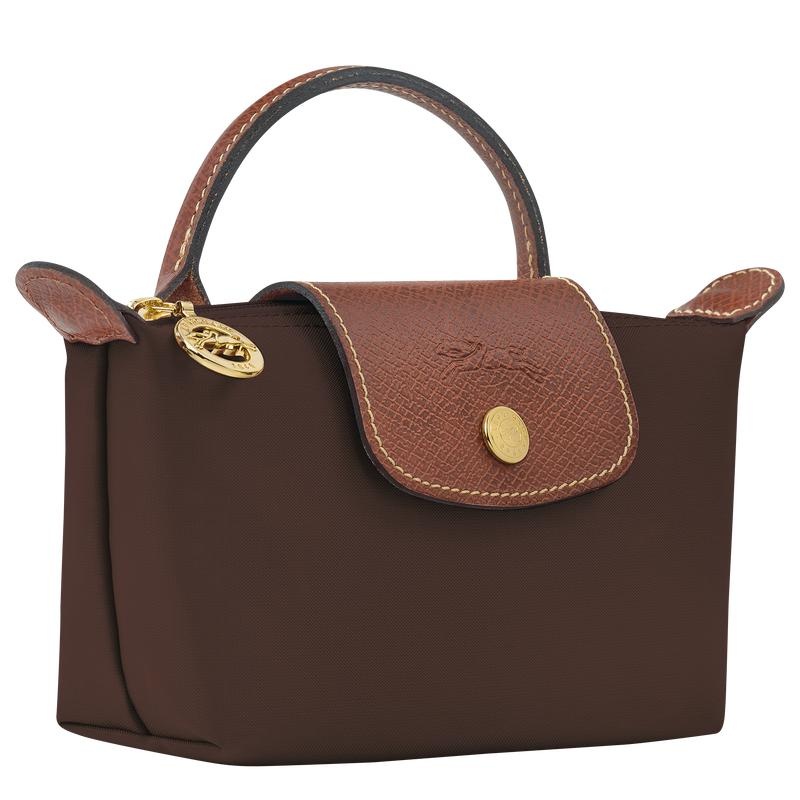 Ebony Brown Longchamp Le Pliage Original with handle Women's Pouches | 79410-CWBS