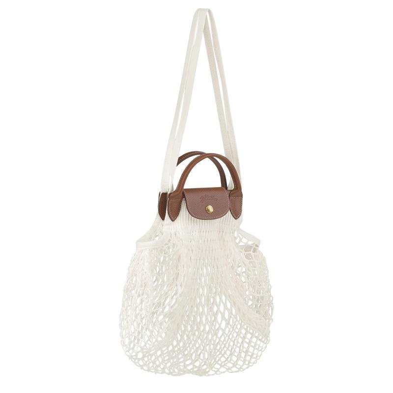 Ecru White Longchamp Le Pliage Filet L Women's Mesh Bag | 93614-TFHV