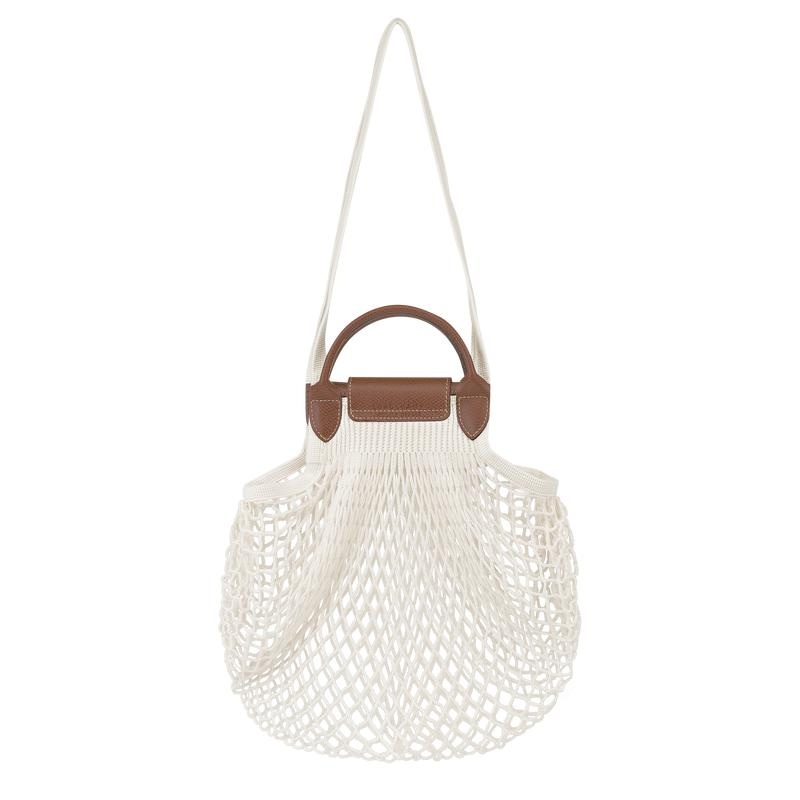 Ecru White Longchamp Le Pliage Filet L Women's Mesh Bag | 93614-TFHV