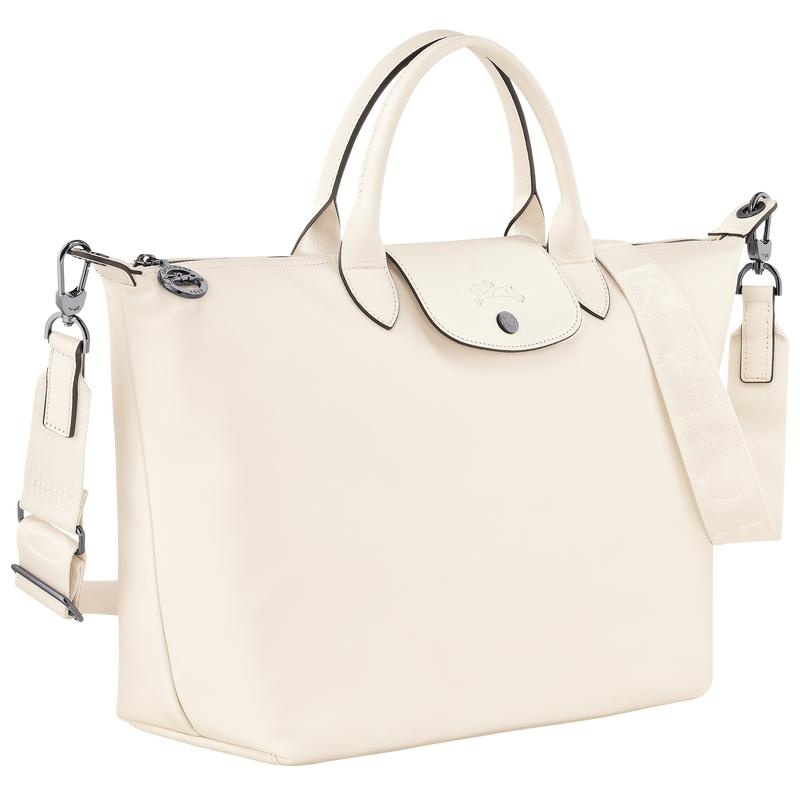 Ecru White Longchamp Le Pliage Xtra L Men's Handbags | 26094-ZDCF