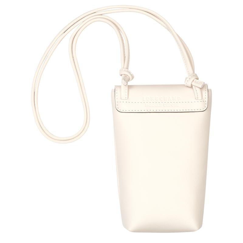 Ecru White Longchamp Le Pliage Xtra with leather lace Men's Phone Case | 81592-XKJU