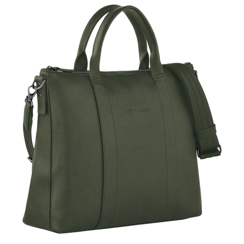 Khaki Longchamp 3D Men's Briefcase | 68743-RJBP