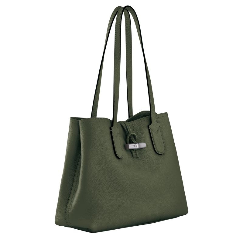 Khaki Longchamp Roseau Essential M Women's Tote Bag | 39802-NLGF