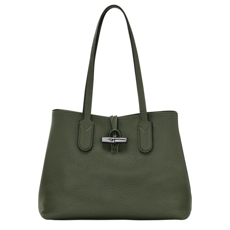 Khaki Longchamp Roseau Essential M Women\'s Tote Bag | 39802-NLGF