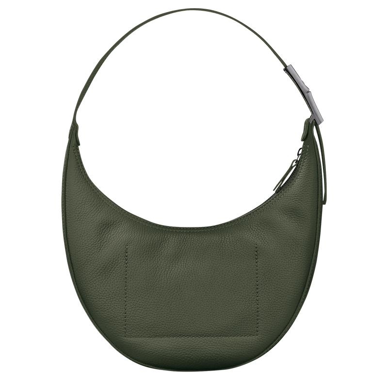 Khaki Longchamp Roseau Essential M Women's Hobo Bags | 04859-YKVD