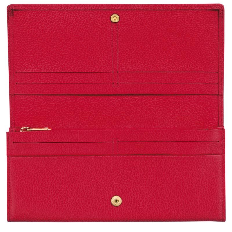 Love Red Longchamp Le Foulonné Continental Women's Wallets | 43051-KWYC