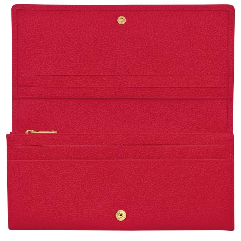 Love Red Longchamp Le Foulonné Continental Women's Wallets | 04162-IGVE